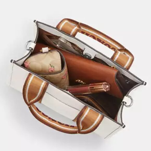 Coach Smith Tote 24 Small Leather Brown Straw Crossbody Bag CAL89 ORG PKG - Picture 11 of 11